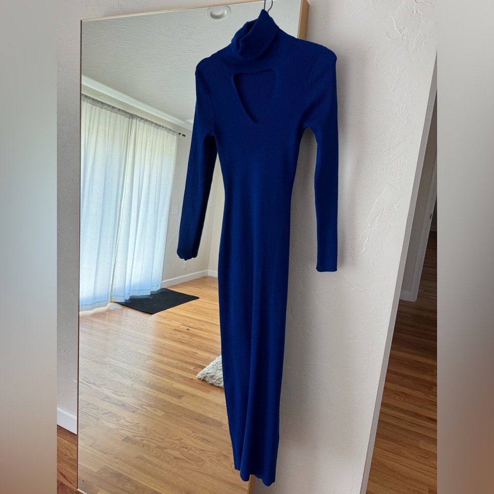 Blue Turtleneck Dress